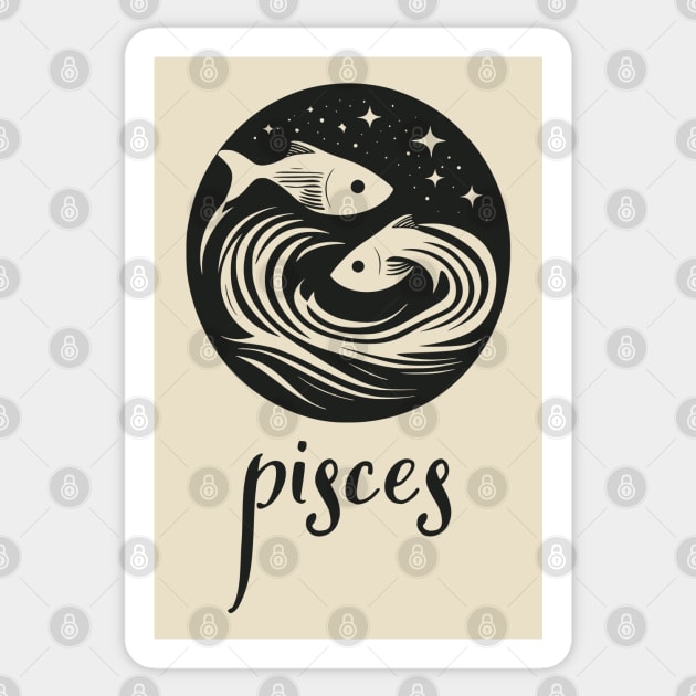 Pisces Zodiac Sign Mystical Fish Artwork Sticker by TuncGK